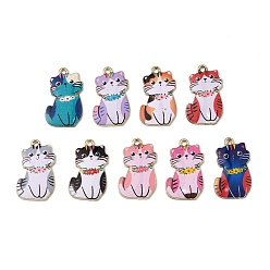 (52) Непрозрачная лаванда Подвески из эмали и сплава, форма кошки, разноцветные, 25x17x1.5 мм, отверстие : 1.6 мм