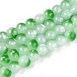 Темно-Зеленый Выпечка краска бисер пряди, круглые, темно-зеленый, 8~8.5 мм, отверстие : 1~1.2 мм, около 105~106 шт / нитка, 30.71~31.10 дюйм (78~79 см)