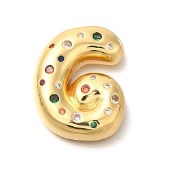 Letter G Латуни циркония кубической подвески, без кадмия, без никеля и без свинца, подвески с буквой az~z, реальный 18 k позолоченный, Буква G, 29.5x24x7 мм, отверстие : 5x2.5 мм