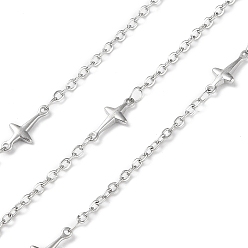 Нержавеющая Сталь Цвет Устойчивы к потускнению 304 цепи с поперечными связями из нержавеющей стали, пайки, с катушкой, цвет нержавеющей стали, 13x6x2 мм, 2.7x2x0.5 мм, около 10 м / рулон