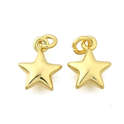 Настоящее золото 18K Латунные подвески, звезды прелести, стойки покрытие, прочное покрытие, без кадмия и без свинца, с целью перехода в кольце, реальный 18 k позолоченный, 9.5x7.5x2.5 мм, отверстие : 2 мм