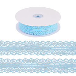 Blue Polyester Lace Ribbon, for Flower Packaging, Blue, 1-1/8 inch(30mm), about 49.21 Yards(45m)/Roll