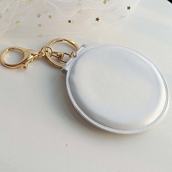 Белый Зеркальные брелки из искусственной кожи, плоско-круглые, белые, 8 см