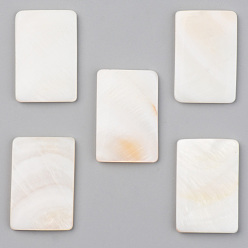 Coquillage De Mer Coquille eau douce naturelle cabochons, rectangle, couleur de coquillage, 30x20x3.5mm