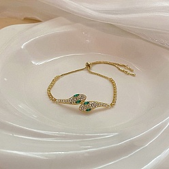 Золотой Браслеты-слайдеры из сплава со стразами, змея, золотые, 11-1/2 дюйм (29.1 см)