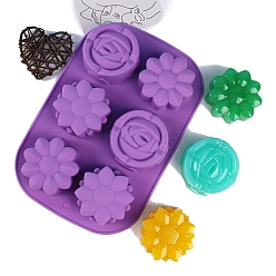 Цветок Форма для мыла своими руками из пищевого силикона, формы для литья смолы, для уф-смолы, изготовление изделий из эпоксидной смолы, фиолетовые, цветок, 188x280x35 мм