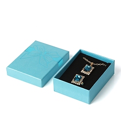 Голубой Подарочные коробки для хранения бумажных ювелирных изделий с бантом и принтом, прямоугольные, голубой, 9x7x3 см