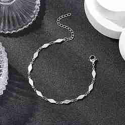 Нержавеющая Сталь Цвет 304 женские браслеты-цепочки с ромбическими звеньями из нержавеющей стали, цвет нержавеющей стали, 7 дюйм (17.9 см)