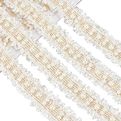 Beige 3Yards Cotton Lace Ribbons, with Plastic Imitation Pearl Beads, with 1Pc Cardboard Display Card, Beige, 1-1/8 inch(30mm)