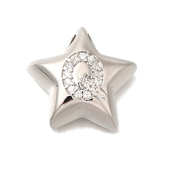 Letter Q Стойка металлическая латунная микропрофилированная кубическая циркония подвески, долговечный, без кадмия и без свинца, буквы, платина, Буква Q, 15.5x16.5x5.5 мм, отверстие : 3 мм