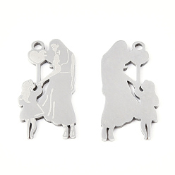 Real 18K Gold Plated 201 Stainless Steel Pendants, Family Charm, Real 18K Gold Plated, 21x11x1mm, Hole: 1.4mm
