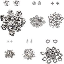 Antique Silver 120Pcs 6 Style CCB Plastic Beads, Mixed Shapes, Antique Silver, 20pcs/style