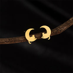 Золотой Серьги-гвоздики из нержавеющей стали в форме луны и кошки, золотые, 11x8 мм