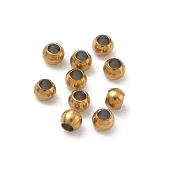 Настоящее золото 18K 304 из нержавеющей стали бусы, круглые, ионное покрытие (ip), долговечный, стойки покрытие, реальный 18 k позолоченный, 2x1.5 мм, отверстие : 1 мм