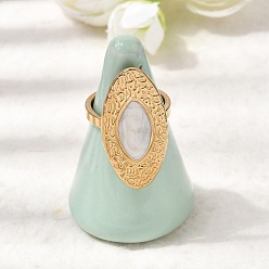 Золотой «Конский глаз» 304 Открытые кольца-манжеты из нержавеющей стали для женщин, с эмалью, золотые, внутренний диаметр: 17.2 мм