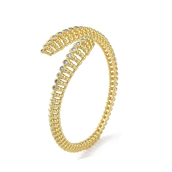 Real 18K Gold Plated Hollow Snake Brass Micro Pave Cubic Zirconia Cuff Bangles, Long-Lasting Plated, Lead Free & Cadmium Free, Real 18K Gold Plated, Inner Diameter: 2-1/4 inch(5.7cm)