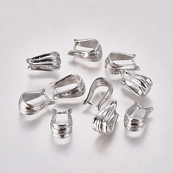 Platinum Brass Snap On Bails, Nickel Free, Platinum, 13x7mm