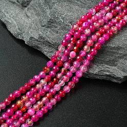 Полосатый Агат Натуральные полосатые агатовые / полосатые агатовые бусинки, окрашенные, граненые, круглые, 4 мм, отверстие : 1 мм, около 90 шт / нитка, 14 дюйм