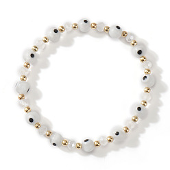 Белый Дым Браслеты из стеклянных и латунных бусин, бусины от сглаза ювелирные изделия для мужчин и женщин, серый, внутренний диаметр: 6-1/2 дюйм (16.5 см) ~ 6-3/4 дюйм (17 см)