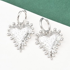 Платина 304 обруч серьги из нержавеющей стали сердце, платина, 61.5x39.5 мм