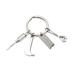 Античное Серебро Сплав брелок, с 304 кольцами из нержавеющей стали, инструмент, античное серебро, 5.5 см