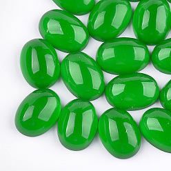 Green Translucent Resin Cabochons, Oval, Green, 17.5~18x13x6mm