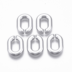 Серебро Окрашенные распылением пластиковые соединительные кольца ccb, разъемы для быстрой связи, для изготовления ювелирных кабельных цепей, овальные, серебряные, 19x14x4 мм, внутренний диаметр: 5.5x11 мм