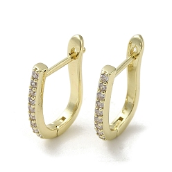 Golden Brass Micro Pave Cubic Zirconia Arch Hoop Earring, Long-Lasting Plated, Golden, 16x2mm
