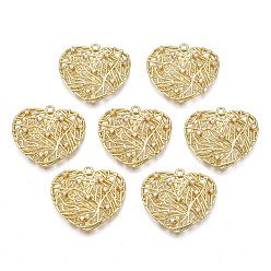 Real 18K Gold Plated Brass Micro Pave Clear Cubic Zirconia Pendants, Nickel Free, Heart, Real 18K Gold Plated, 19.5x21x3.5mm, Hole: 1.2mm
