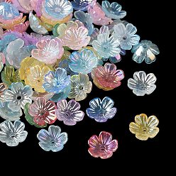 (52) Непрозрачная лаванда Акриловый шарик крышки, цветок, разноцветные, 10.5x10.5x4 мм, отверстие : 1.6 мм, Около 3846 шт / 500 г