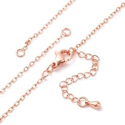 Розовое Золото Латунь кабель цепи ожерелье изготовление, с 304 из нержавеющей стали омара застежками, без свинца и без кадмия, долговечный, стойки покрытие, розовое золото , 17.56 дюйм (44.6 см)