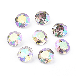 Призрачный Свет Заостренные задние и задние боковые кабошоны из стразного стекла, класс А, граненые, плоско-круглые, свет призрак, 8x4.5 мм