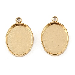 Oval 304 Настройки кабошон из нержавеющей стали кулон, ионное покрытие (ip), реальный 18 k позолоченный, овальные, лоток : 9.5x7.5 мм, 12x8.5x2 мм, отверстие : 1 мм