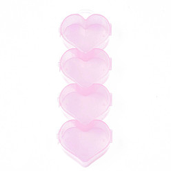 Бледно-Розовый Контейнер для хранения шариков из полипропилена (пп) в форме сердца, с откидной крышкой, для бижутерии мелкие аксессуары, розовый жемчуг, 19x6.4x2.9 мм, отверстия: 0.9x1.5 cm