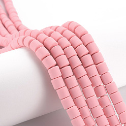 Розовый Нити из полимерных глин, колонка, туманная роза, 5~7x6 мм, отверстие : 1.5~2 мм, около 61~69 шт / нитка, 15.74 дюйм