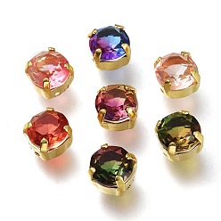 (52) Непрозрачная лаванда Шить на горный хрусталь, стекло горный хрусталь, с золотыми тонами латунных зубьев, аксессуары для одежды, плоско-круглые, граненые, разноцветные, 8x6.5 мм, отверстие : 1 мм