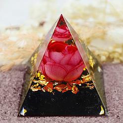 Светло-Вишневый Генераторы энергии смолы оргонитовой пирамиды, чипсы из драгоценных камней внутри для украшения стола домашнего офиса, светло-вишневый, 50 мм