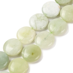Новый Нефрит Новых природных нефрита нитей бисера, плоско-круглые, 20~20.5x6.5~7.5 мм, отверстие : 1 мм, около 20 шт / нитка, 15.83'' (40.2 см)