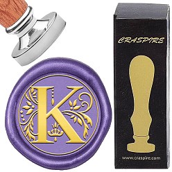 Letter K Наборы штампов для скрапбукинга своими руками, 1поликарбонатная латунная восковая печать с серебряным покрытием и 1поликарбонатной деревянной ручкой, Письмо K, штамп: 25x15 мм