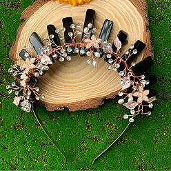 Обсидиан Ободки для волос из натурального обсидиана, короны для волос для женщин и девочек, 200x160 мм