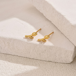 Цветок Серьги шпилька нержавеющая сталь, золотые, цветок, 9.5 мм