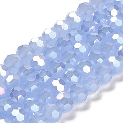 Васильковый Подставки для стеклянных бусин с имитацией нефрита, цвета АБ, граненые, круглые, васильковый, 8x7~7.5 мм, отверстие : 1.5 мм, около 66 шт / нитка, 18.82~19.06 дюйм (47.8~48.4 см)