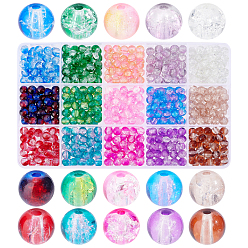Mixed Color 675Pcs 15 Colors Baking Paint Crackle Glass Bead, Round, Mixed Color, 6mm, Hole: 1.3~1.6mm, 45pcs/color