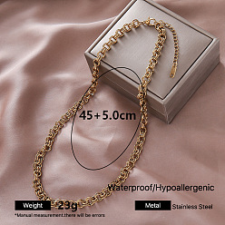 Golden European 304 Stainless Steel Double Link Chain Necklaces for Women, Golden, Golden, 17.72 inch(45cm)