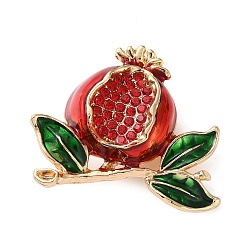 Pomegranate Подвеска-брошь из сплава с микропаве из кубического циркония и эмали, украшенная фруктовой тематикой., булавки на лацкан, гранат, 43.5x38 мм