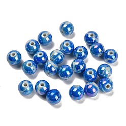 Средно-синий Непрозрачные акриловые бусины, круглые, с покрытием AB цвета, светло-синий, 10x9 мм, отверстие : 2 мм, 930 шт / 500 г
