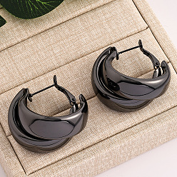 Черный Цвет Металла Серьги-кольца из сплава, двухслойные, металлический черный , 35x35 мм