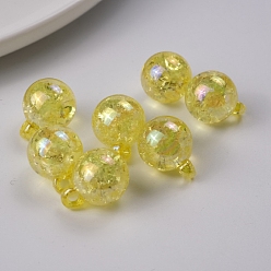 Yellow Cracked Acrylic Pendants, Round, Yellow, 20x16mm, Hole: 2.7mm