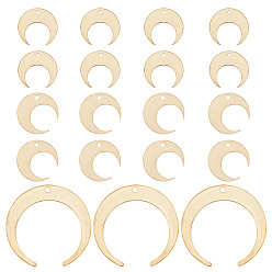 Без Покрытия 48шт 3 стили латунный кулон, для изготовления ювелирных изделий, двойной рог / полумесяц, сырой (без покрытия), 13~26x13~27x0.5~1 мм, отверстие : 1.2~1.4 мм, 16 шт / стиль