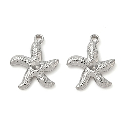 Нержавеющая Сталь Цвет 304 Настройки горный хрусталь из нержавеющей стали кулон, очарование морской звезды, цвет нержавеющей стали, пригодный для стразов 3 мм, 18x16x3 мм, отверстие : 1.8 мм